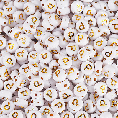 500Pcs Plating Acrylic Beads PACR-TADJ0001-01P-1