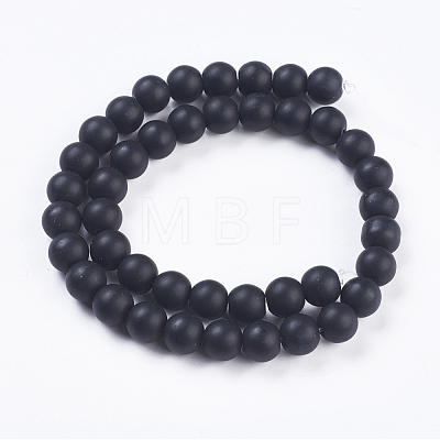 Synthetic Black Stone Bead Strands G-R345-10mm-38-1-1