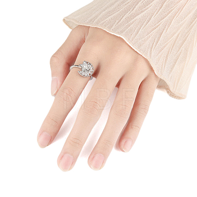 Star Moon Rotatable Open Ring for Women PW-WG4E599-02-1