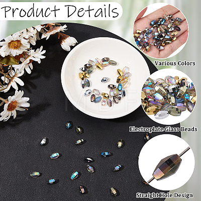 80Pcs 8 Colors Electroplate Transparent Glass Beads EGLA-SC0001-71-1