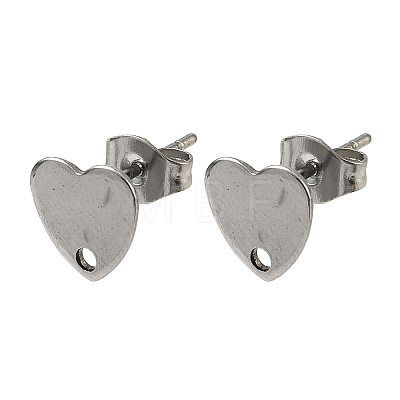 Non-Tarnish 304 Stainless Steel Heart Stud Earring Findings STAS-R063-37-1