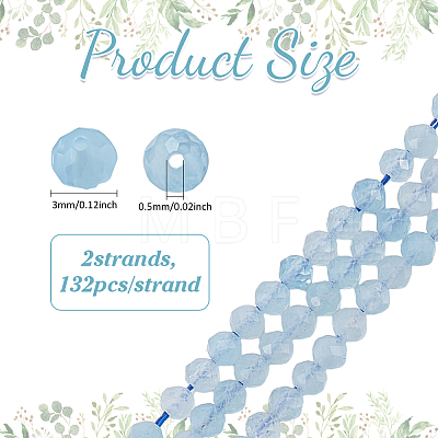 2 Strands Natural Aquamarine Beads Strands G-ME0001-18-1