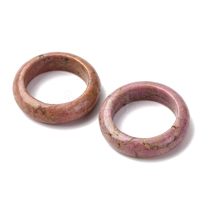 Natural Rhodonite Plain Band Ring for Women RJEW-P044-01B-11-1
