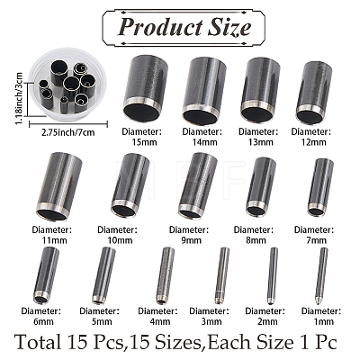 18Pcs Stainless Steel Leather Belt End Punch Cutter TOOL-CL0001-05-1