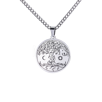 Stainless Steel Tree of Life Necklaces PW-WGCE844-03-1