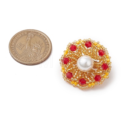 Handmade Glass Seed Beaded Flower Brooches for Women JEWB-MZ00005-02-1