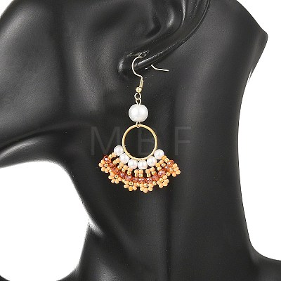 Glass Braided Beads Dangle Earrings EJEW-MZ00747-02-1