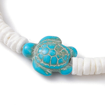 Summer Beach Sea Turtle Dyed Synthetic Turquoise Bead Bracelets BJEW-JB10313-01-1