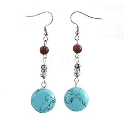 Synthetic Turquoise Dangle Earrings EJEW-JE02976-04-1