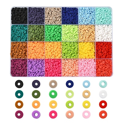 8400Pcs 24 Colors Eco-Friendly Handmade Polymer Clay Beads CLAY-YW0001-11A-4mm-1
