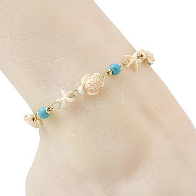 Ocean Starfish Turtle Anklets AJEW-AN00847-02-1