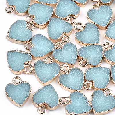 Electroplate Druzy Resin Pendants X-RESI-S366-01D-1