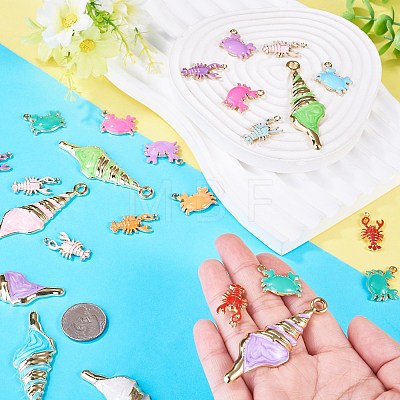 60Pcs 15 Styles Alloy and Enamel Big Pendants FIND-TA0010-95-1