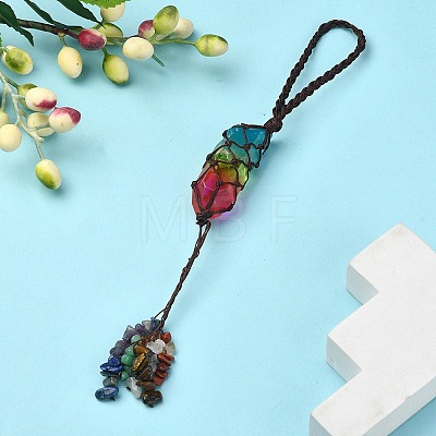 Natural 7 Chakra Stones Chips Tassel Curtain Tiebacks MAKN-YWC0001-04-1