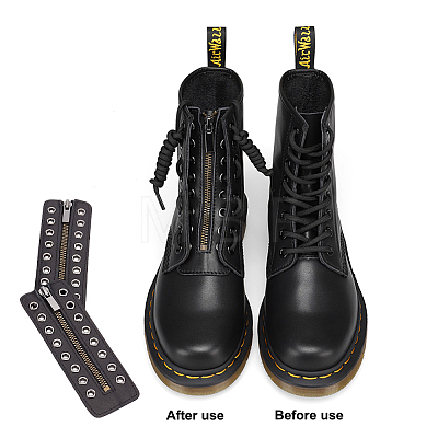 PU Leather Lace-in Boot Zipper Inserts DIY-WH0043-51AB-02-1