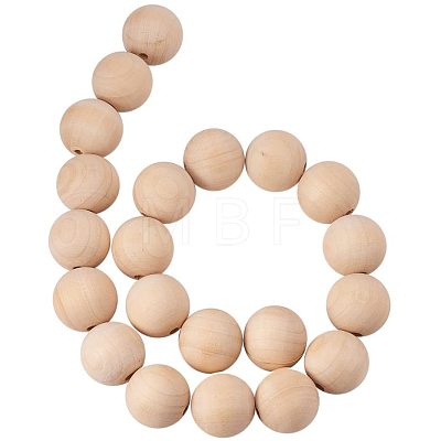 Round Unfinished Wood Beads WOOD-PH0004-30mm-LF-1