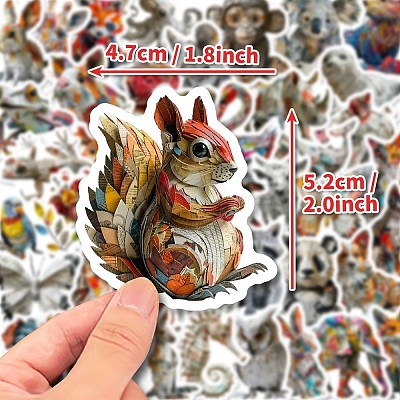 50Pcs Animals Paper Self-Adhesive Picture Stickers STIC-C010-06-1