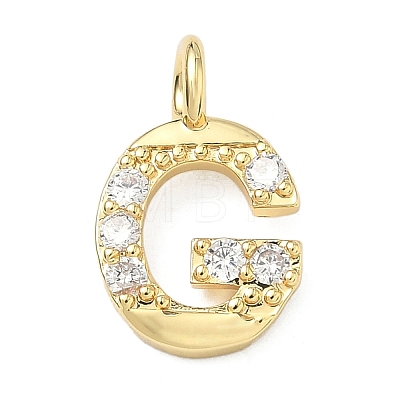 Brass Micro Pave Clear Cubic Zirconia Pendants KK-I476-01G-G-1
