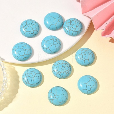 Craft Findings Dyed Synthetic Turquoise Gemstone Flat Back Dome Cabochons TURQ-S266-20mm-01-1