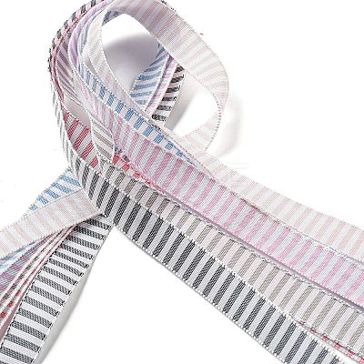 Polyester & Polycotton Striped Ribbons Sets SRIB-G010-01A-04-1