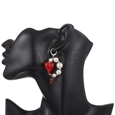 Brass Heart Hoop Earrings EJEW-TA00762-1