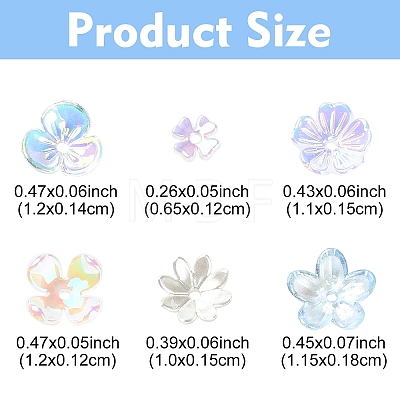 120Pcs 6 Styles Mixed Styles Acrylic Bead Caps SACR-YW0001-65-1