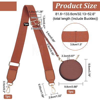 WADORN 1Pc PU Leather Wallets & 1Pc Canvas Adjustable Webbing Bag Straps FIND-WR0010-17A-1