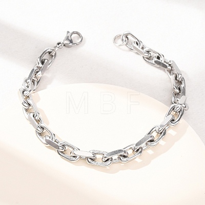 304 Stainless Steel Cable Chain Bracelets for Women Men LS-BJEW-F529-04P-1