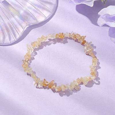 Natural Citrine Chip Beaded Bracelets BJEW-JB10780-1