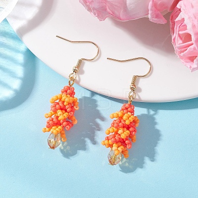 304 Stainless Steel Glass Seed Beads Tree Dangle Earrings EJEW-MZ00738-1