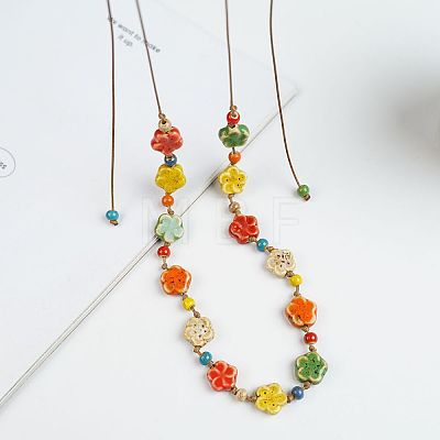 Adjustable Porcelain Colorful Beaded Necklaces WG2602A-02-1