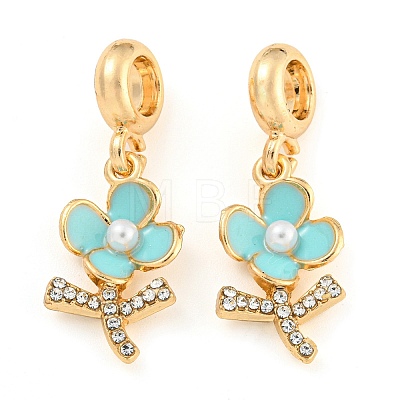 Rack Plating Alloy Enamel Flower European Dangle Charms FIND-B034-15G-02-1