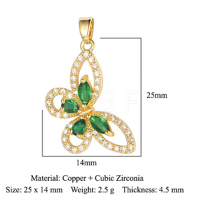 Brass Micro Pave Green Cubic Zirconia Pendants ZIRC-OY003-01G-1