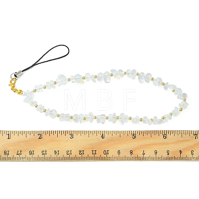 Opalite Chip & CCB Plastic Round Beaded Mobile Straps HJEW-FZ00002-1