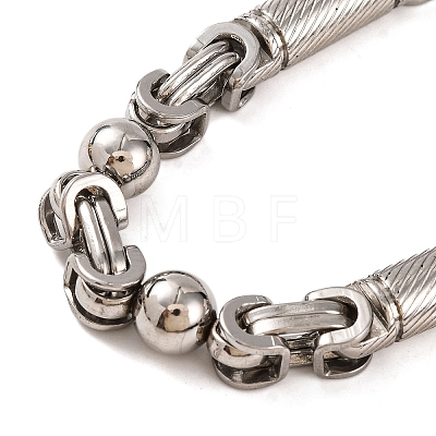 Tarnish Resistant 304 Stainless Steel Round Ball Byzantine Chain Bracelets BJEW-B078-78P-1