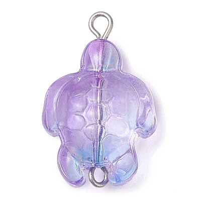 Transparent Glass Turtle Connector Charms PALLOY-JF02828-1