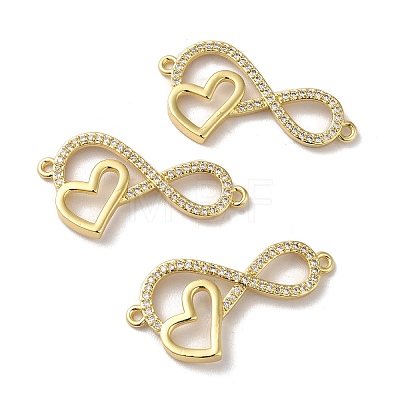 Eco-Friendly Rack Plating Brass Micro Pave Clear Cubic Zirconia Connector Charms KK-F853-25G-1