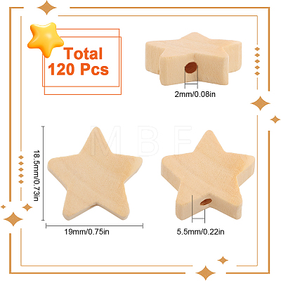 120Pcs Natural Maple Wood Beads WOOD-SC0001-63-1