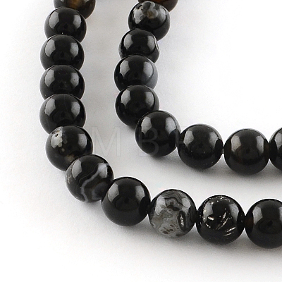 Natural Black Onyx Round Bead Strands G-R198-12mm-1