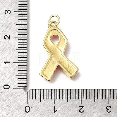 October Breast Cancer Pink Awareness Ribbon Brass Enamel Pendants LS-KK-S517-04H-G-1