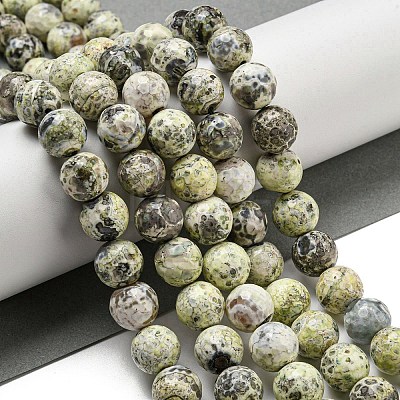 Faceted Natural Fire Crackle Agate Beads Strands G-F447-12mm-J01-1