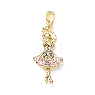 Brass Micro Pave Pink Cubic Zirconia Pendants CU-CBA5CBE-01G-1