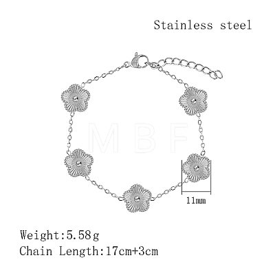 Stainless Steel Flower Link Chain Bracelet KW3287-2-1