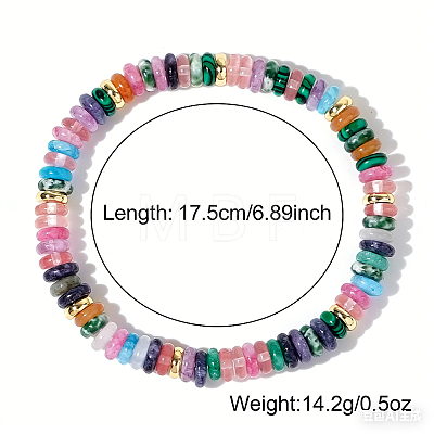 Natural Mixed Gemstone & Brass Beads Stretch Bracelets for Women RV1969-2-1