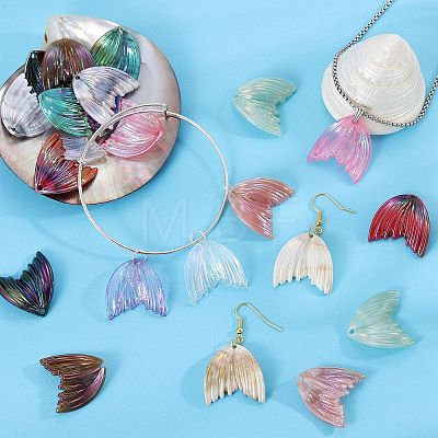 22 Pieces Resin Pendant Phantom Colorful Gradient Fish Tail Pendant Handmade Ear Studs and Earring Accessories(11 styles) JX638A-1