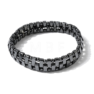 Non-magnetic Synthetic Hematite Stretch Bracelets for Men Women BJEW-G783-02-1