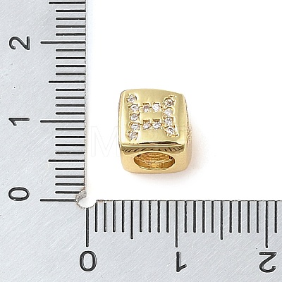 Brass Micro Pave Clear Cubic Zirconia European Beads KK-K368-01G-03-1