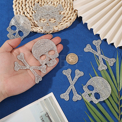 6 Sets Skull & Bone Hotfix Rhinestone FIND-PH0038-54-1