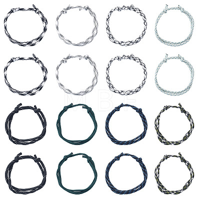32Pcs 8 Styles Polyester & Spandex Cord Braided Bead Bracelets BJEW-TAC0064-1