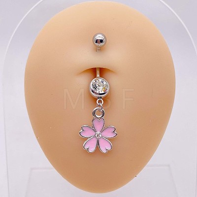 316L Surgical Stainless Steel Crystal Rhinestone Dangle Belly Rings WG83815-05-1